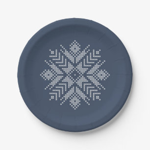 Schneeflockendesign Pappteller