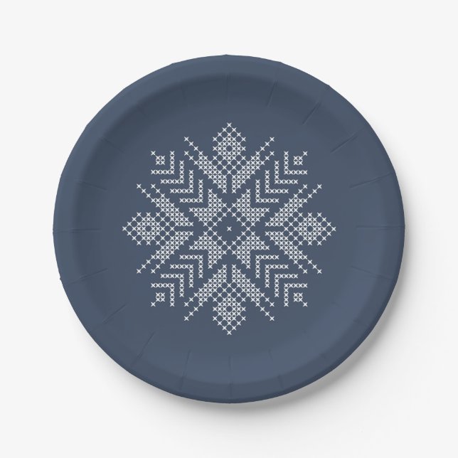 Schneeflockendesign Pappteller (Vorderseite)
