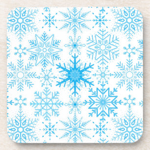 Schneeflockenmuster blau getränkeuntersetzer