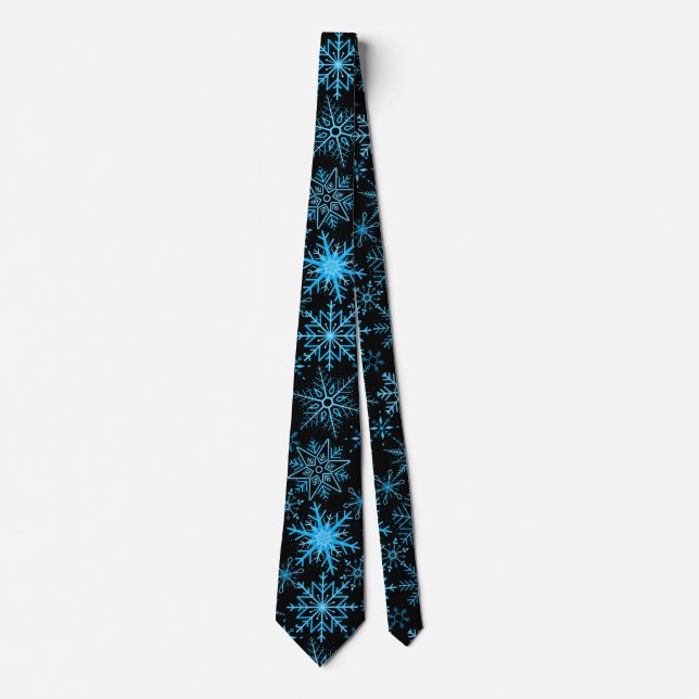 Schneeflockenmuster Blau Schwarzer BG Krawatte (Vorderseite)
