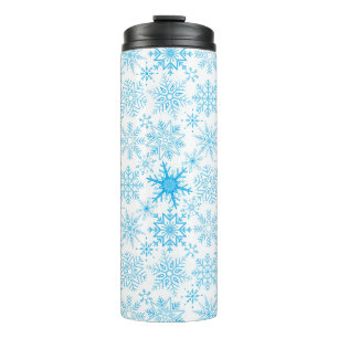 Schneeflockenmuster blau thermosbecher