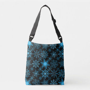 Schneeflockenmuster blau tragetaschen mit langen trägern