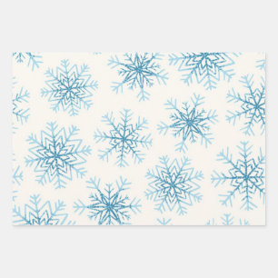 Schneeflockenmuster Geschenkpapier Set