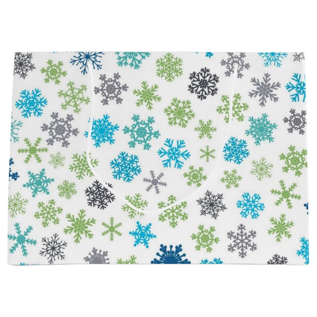 Schneeflockenmuster Große Geschenktüte (Vorderseite)