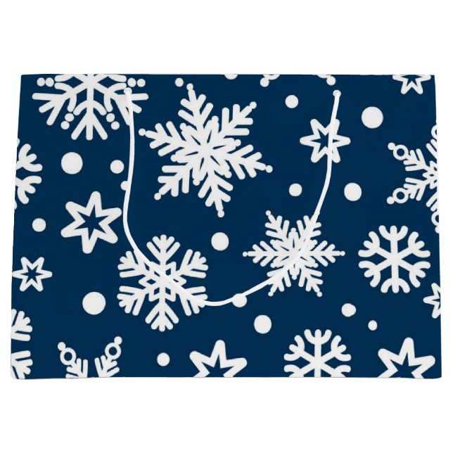 Schneeflockenmuster Große Geschenktüte (Vorderseite)