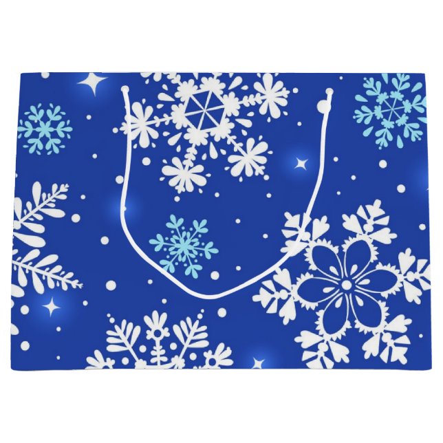 Schneeflockenmuster Große Geschenktüte (Vorderseite)