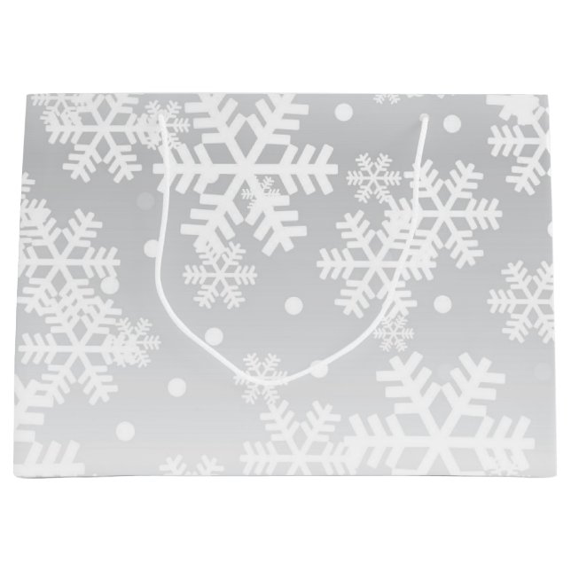 Schneeflockenmuster Große Geschenktüte (Vorderseite)