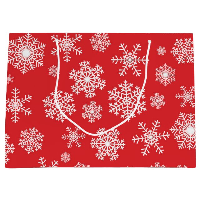 Schneeflockenmuster Große Geschenktüte (Vorderseite)