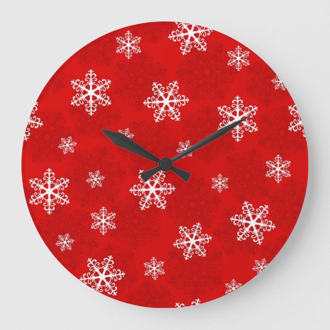 Schneeflockenmuster Große Wanduhr (Vorderseite)