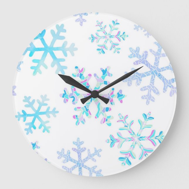 Schneeflockenmuster Große Wanduhr (Vorderseite)