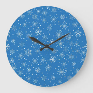 Schneeflockenmuster Große Wanduhr