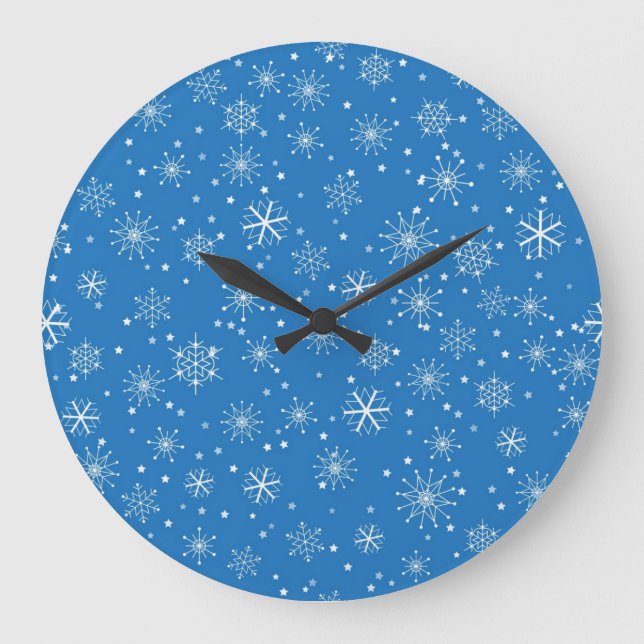 Schneeflockenmuster Große Wanduhr (Vorderseite)