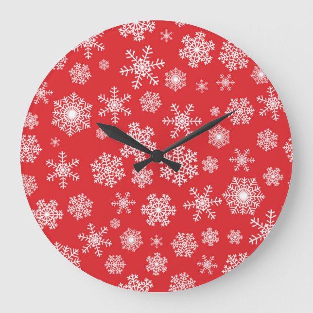 Schneeflockenmuster Große Wanduhr (Vorderseite)