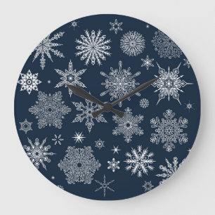 Schneeflockenmuster Große Wanduhr