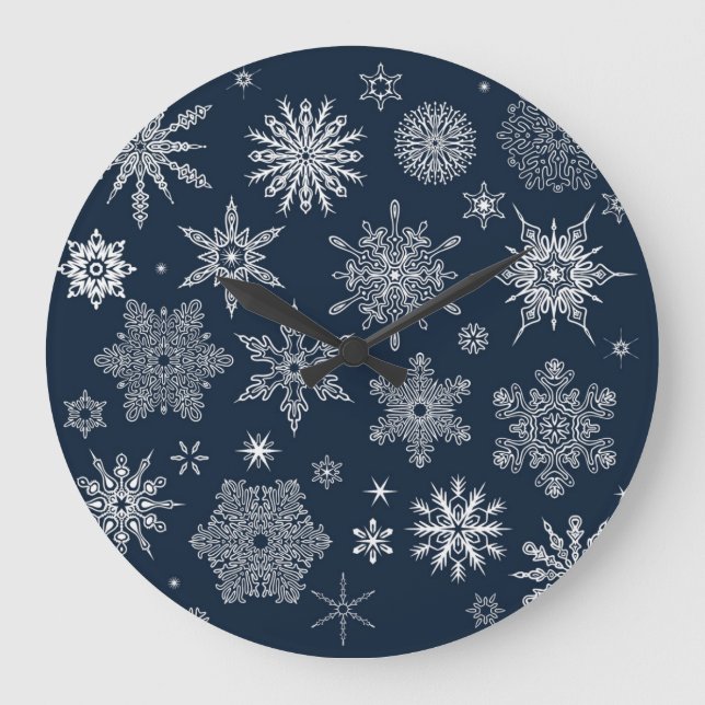 Schneeflockenmuster Große Wanduhr (Vorderseite)