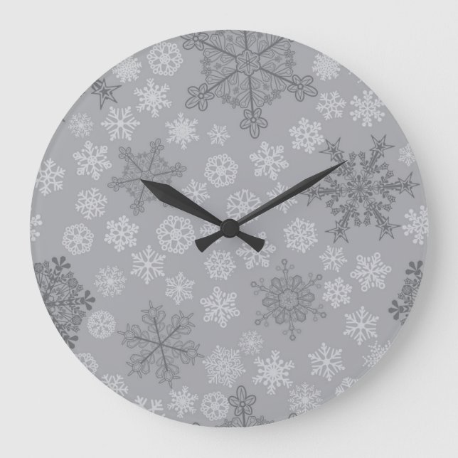 Schneeflockenmuster Große Wanduhr (Vorderseite)