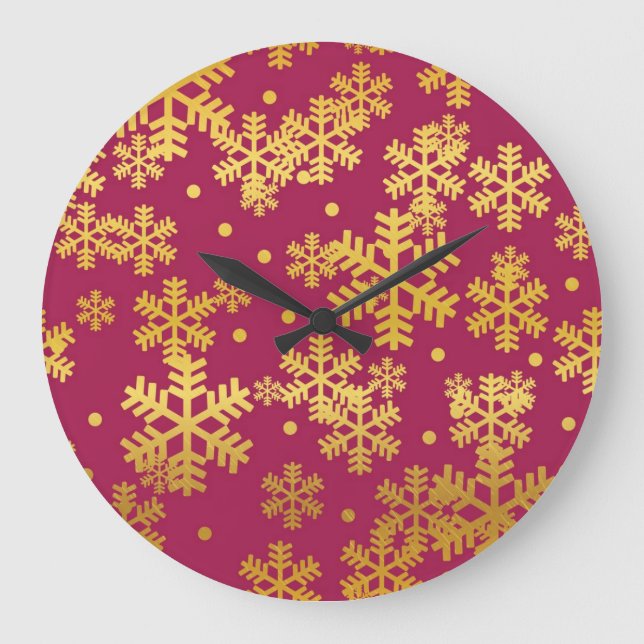 Schneeflockenmuster Große Wanduhr (Vorderseite)
