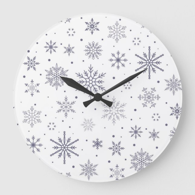 Schneeflockenmuster Große Wanduhr (Vorderseite)