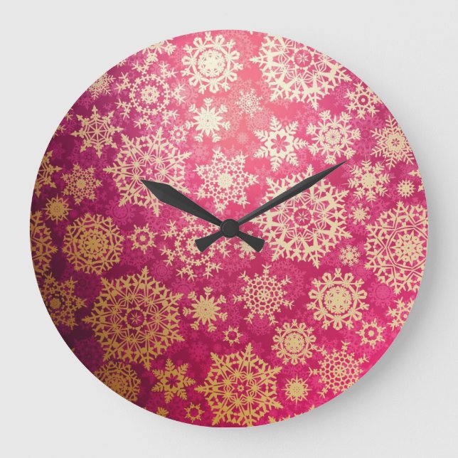 Schneeflockenmuster Große Wanduhr (Vorderseite)