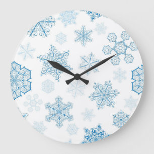 Schneeflockenmuster Große Wanduhr