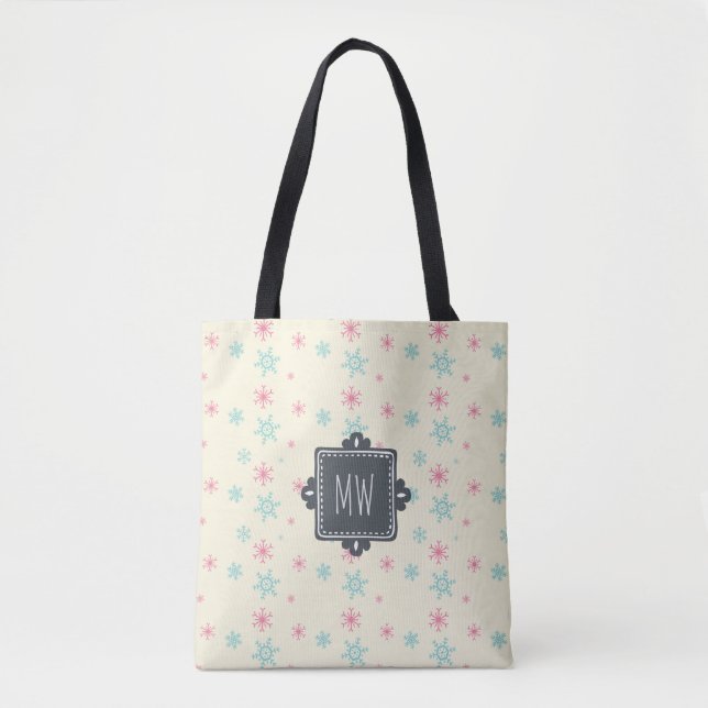 Schneeflockenmuster mit Extravagantem Quadrat Pers Tasche (Vorderseite)