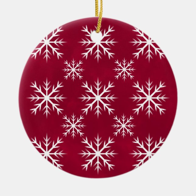Schneeflockenmuster - Nordpol-Design Keramik Ornament (Vorne)