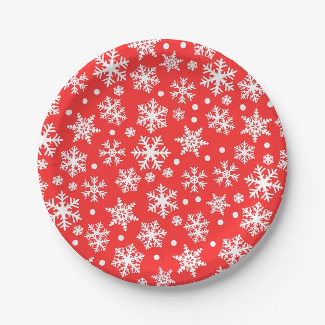 Schneeflockenmuster Pappteller (Vorderseite)