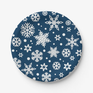 Schneeflockenmuster Pappteller