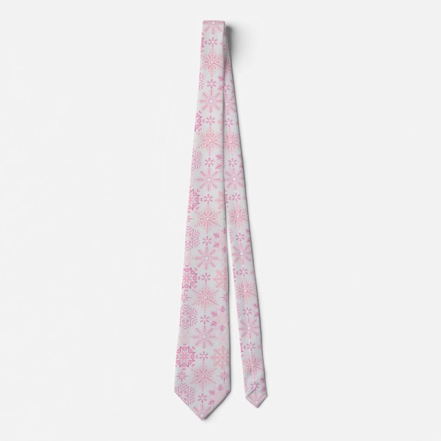 Schneeflockenmuster Pink Offwhite BG Krawatte (Vorderseite)