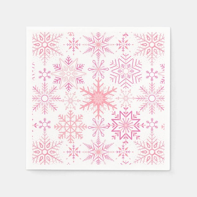 Schneeflockenmuster Rosa Serviette (Vorderseite)