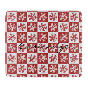 Schneeflockenmuster Rot/Weiß-Karo Thunder_Cove Schneidebrett