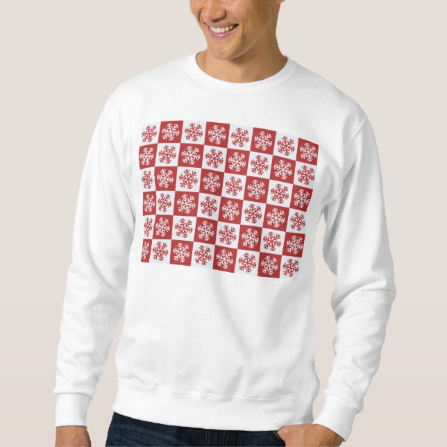 Schneeflockenmuster Rot/Weiß-Karo Thunder_Cove Sweatshirt (Vorderseite)