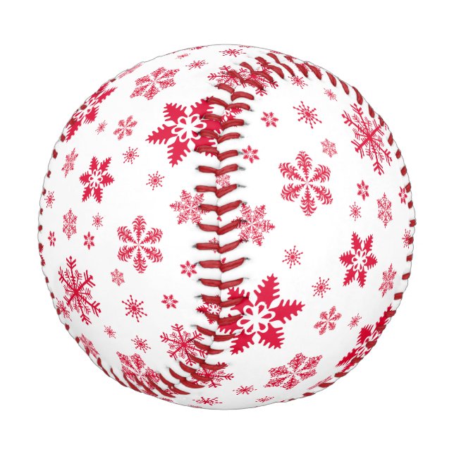 Schneeflockenmuster, Rote Schneeflocken, Schnee, W Baseball (Schrägansicht)