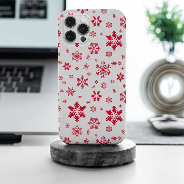 Schneeflockenmuster, Rote Schneeflocken, Schnee, W Case-Mate iPhone Hülle (Von Creator hochgeladen)