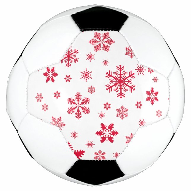 Schneeflockenmuster, Rote Schneeflocken, Schnee, W Fußball (Vorderseite)