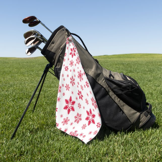 Schneeflockenmuster, Rote Schneeflocken, Schnee, W Golfhandtuch (Gras)