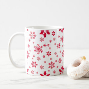 Schneeflockenmuster, Rote Schneeflocken, Schnee, W Kaffeetasse
