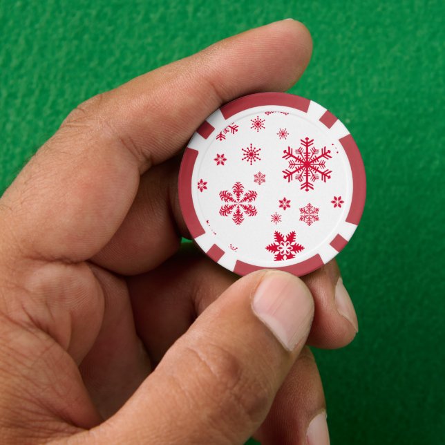 Schneeflockenmuster, Rote Schneeflocken, Schnee, W Pokerchips (Hand)