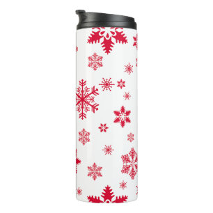 Schneeflockenmuster, Rote Schneeflocken, Schnee, W Thermosbecher