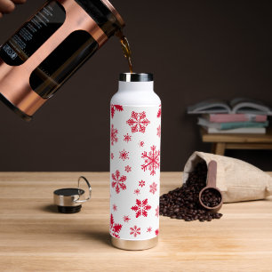 Schneeflockenmuster, Rote Schneeflocken, Schnee, W Trinkflasche