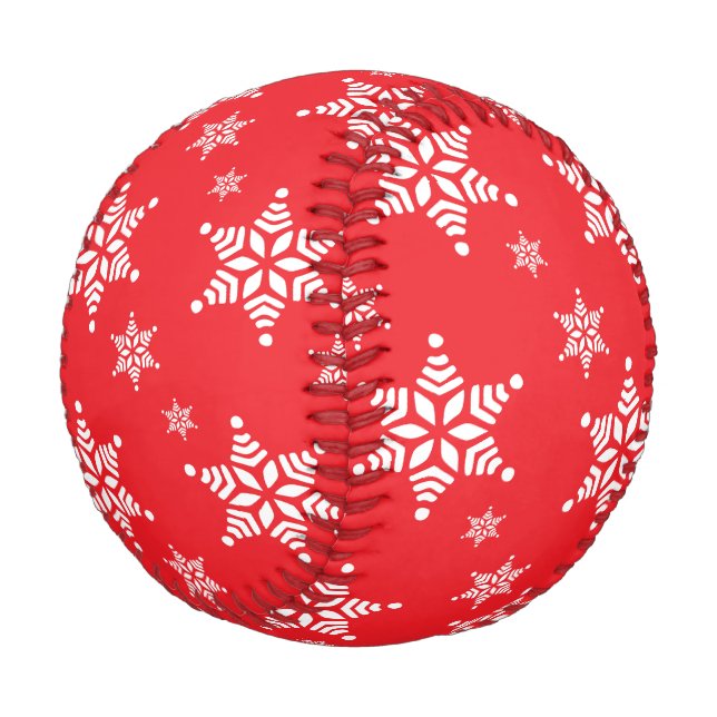 Schneeflockenmuster, weiße Schneeflocken, Schnee,  Baseball (Schrägansicht)