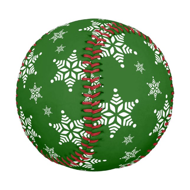 Schneeflockenmuster, weiße Schneeflocken, Schnee,  Baseball (Schrägansicht)