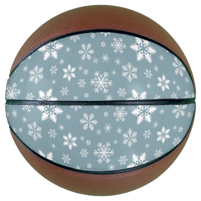 Schneeflockenmuster, weiße Schneeflocken, Schnee,  Basketball (Vorderseite)