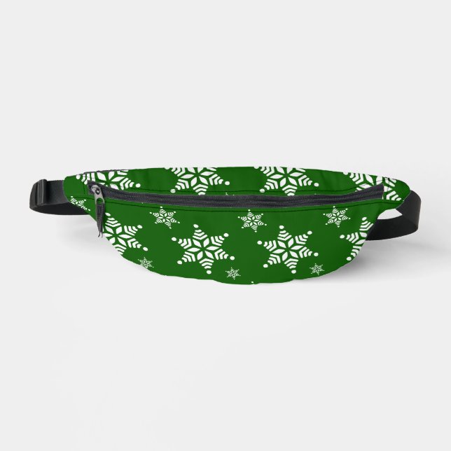 Schneeflockenmuster, weiße Schneeflocken, Schnee,  Bauchtasche (Vorderseite)