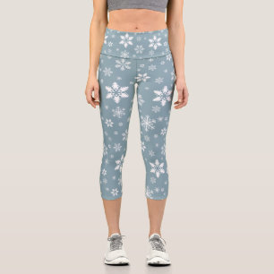 Schneeflockenmuster, weiße Schneeflocken, Schnee,  Capri Leggings