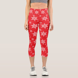 Schneeflockenmuster, weiße Schneeflocken, Schnee, Capri Leggings