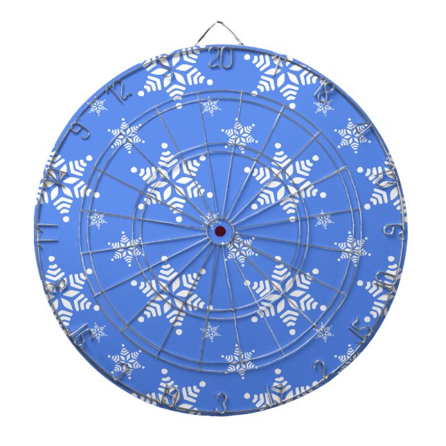 Schneeflockenmuster, weiße Schneeflocken, Schnee,  Dartscheibe (vorne)
