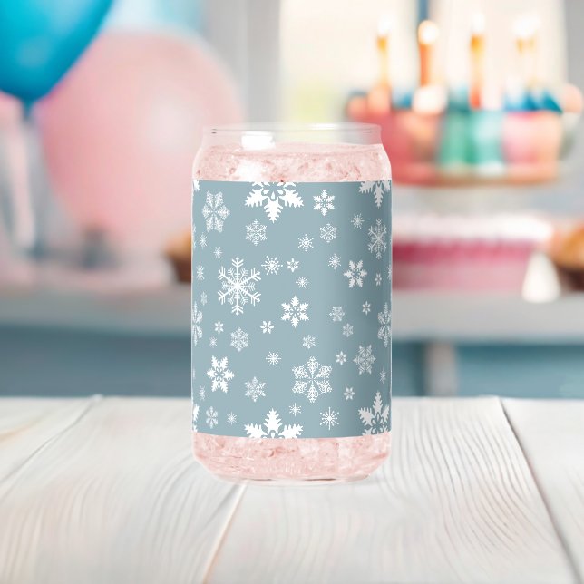 Schneeflockenmuster, weiße Schneeflocken, Schnee,  Dosenglas (Insitu (Baby Party))