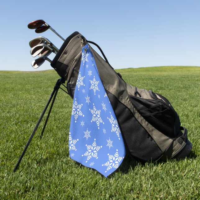 Schneeflockenmuster, weiße Schneeflocken, Schnee,  Golfhandtuch (Gras)