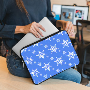 Schneeflockenmuster, weiße Schneeflocken, Schnee, Laptopschutzhülle